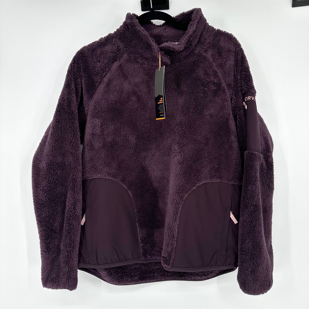 ORVIS Purple Fleece Fuzzy Sherpa Pullover Sweatshirt Outdoor Performance S